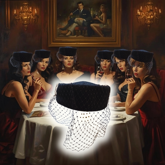 Black Veiled Hat Vintage - Picture 2 of 6